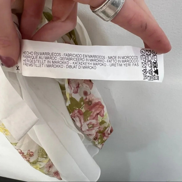 Zara Sweet Floral Butterfly Sleeve Dress S White Mini - Picture 10 of 13